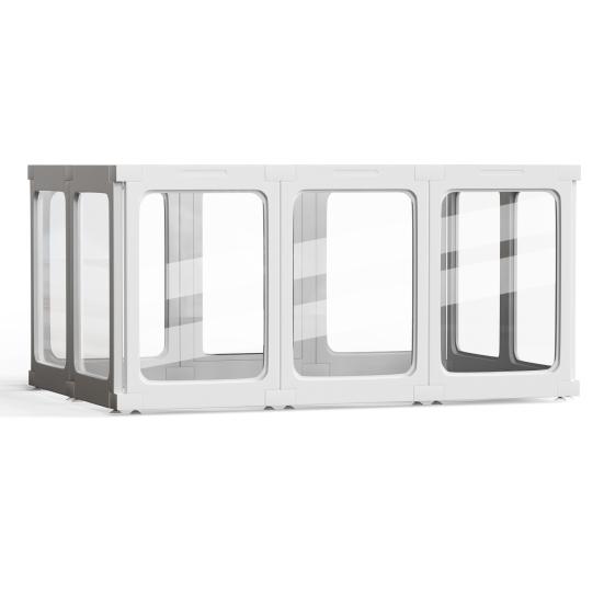 Hunde-Laufstall für den Innenbereich mit Saugnäpfen, Werkzeuglose Montage Tierzaun, 125x85x60cm Zwinger