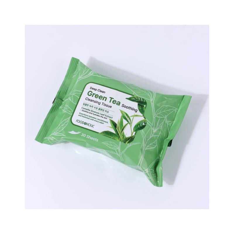 (4 Pcs) Foodaholic Deep Clean Green Tea Soothing Cleansing Tissues (30 Sheets) / Portable Moist Deep Cleansing