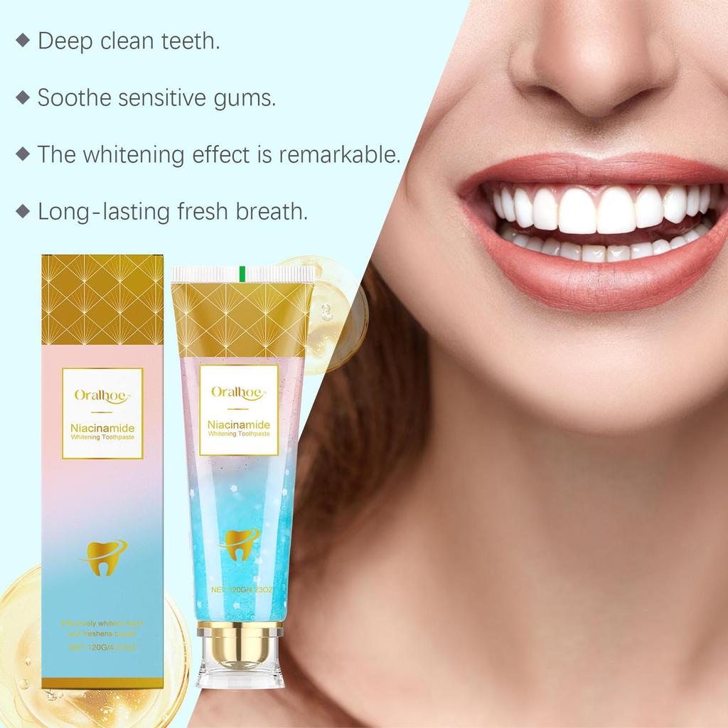 Dentifricio Sbiancante alla Niacinamide Rimuove Macchie Protegge lo Smalto Freschezza a Lunga Durata Cura Quotidiana dell'Igiene Orale Dentifricio