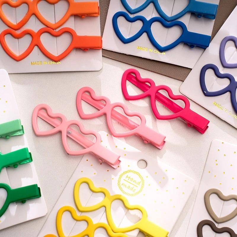 New 3pcs/set Colorful Love Heart Hair Side Clips Women Girl Hollow Bowknot Shaped Hair Clips Bangs Hairpins Kids Sweet Ornament