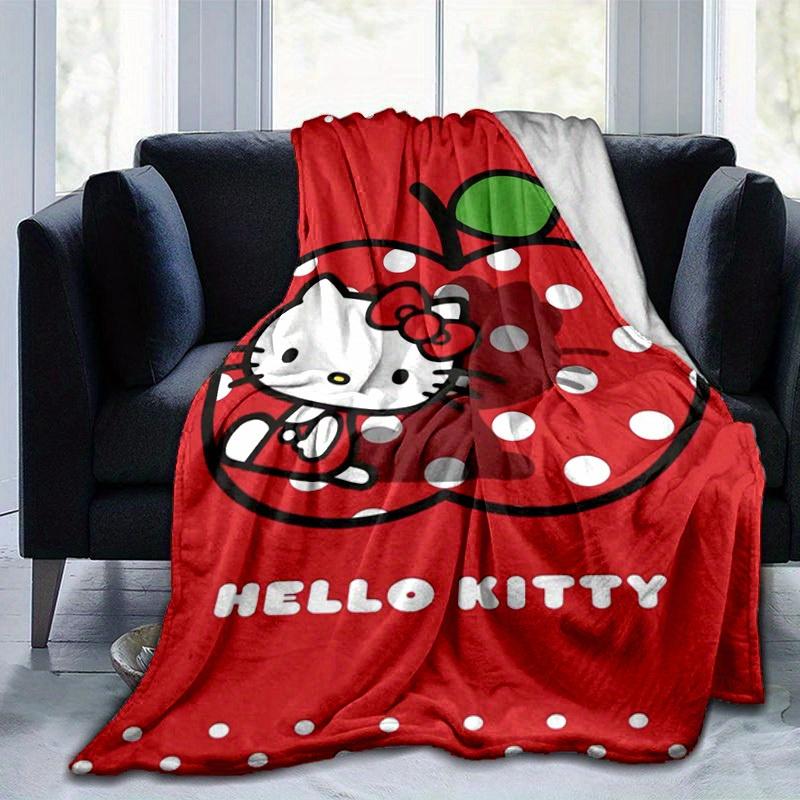 

1pc. Hello Kitty Red Polka Dot Apple Design Blanket - Perfect for Home, Office, Outdoor Use, Gift Idea, Suitable for Al 100x150cm
