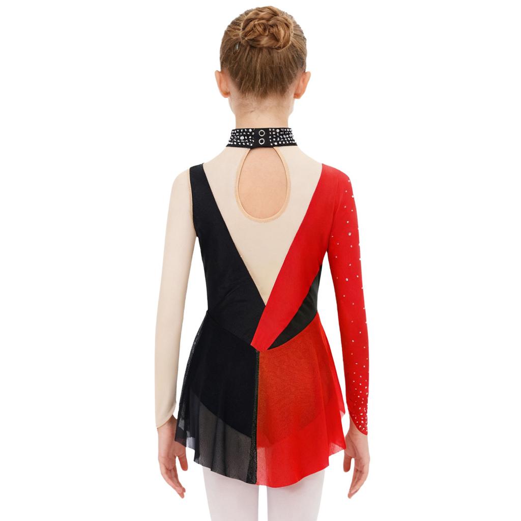 3-in-1 Performance Body für Mädchen: Perfekt für Tanz, Gymnastik & Eiskunstlauf, Mit Strasssteinen, Netzstoff & Druckknöpfen im Schritt