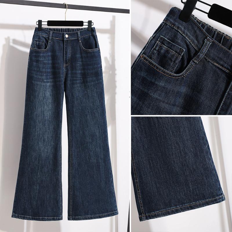 DIMANAF 2026 Autumn Winter New Plus Size Women Jeans Elastic Waist Denim Pants Casual Loose Lady Long Pants Blue