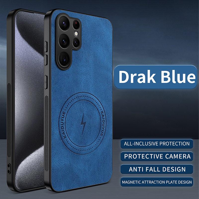 Samsung Galaxy S26/S26 Plus/S26 Ultra Nappa Leather Case with Magnetic and Full Coverage Drop Protection