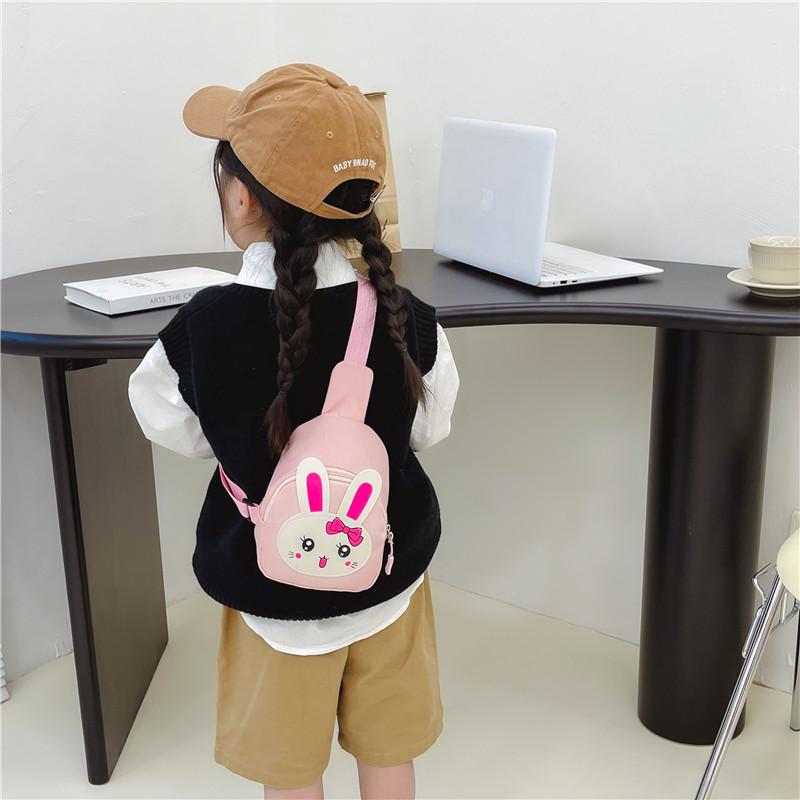 Cute Cartoon Rabbit Kids Crossbody Bag Adorable Kindergarten Canvas Purse For Children