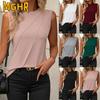 MGHR Women's Fashion Casual Autumn Winter O-Neck Sleeveless Blouses & Shirts
