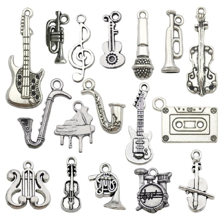 51 Pcs Violin Guitar Charm Musical Instrument Pendant Music Charm with Hole for Jewellery Making