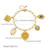 316L Stainless Steel Vintage Palace Enchase Heart Flower Charm Bracelet For Women Lady Fashion New Jewelry Glamorous