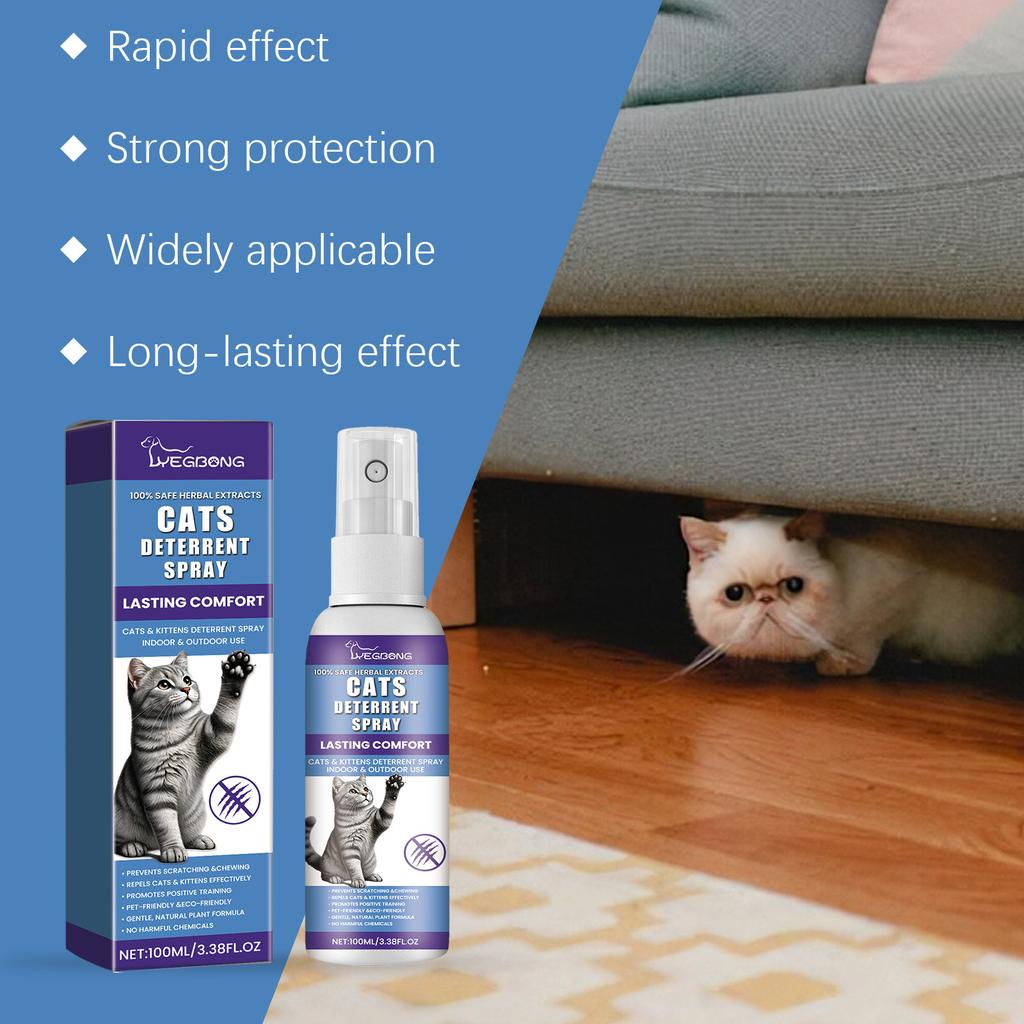 Yegbong Spray Repellente Premium per Gatti - Repellente Sicuro per Interni ed Esterni per la Protezione dei Mobili, Efficace Aiuto per l'Addestramento con Ingredienti Naturali