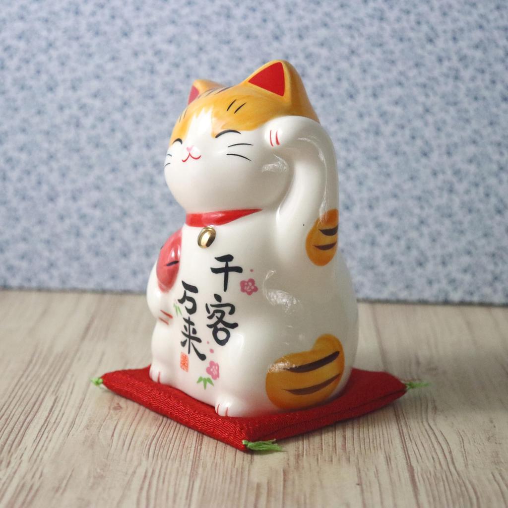 Yakushi Kiln Maneki-neko (Large) - Welcome to the Welcome Cat (with lucky sticker)