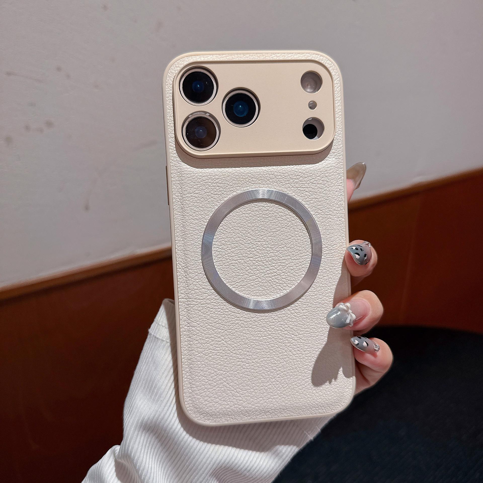 

For IPhone 17air Phone Case, Plain Leather Magnetic Suction, for Apple 16promax Anti Drop All Inclusive Protective Case For iPhone7Plus