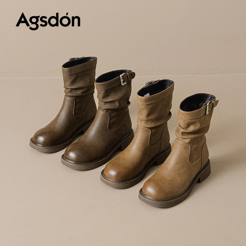 Augustine platform short boots women's 2025 new autumn retro Merard British style western pile Martin boots