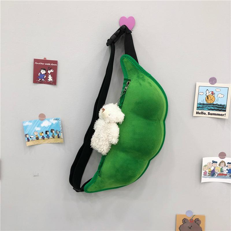 Funny bean bag shoulder women's bag Harajuku personality fun edamame bag cute soft girl messenger bag