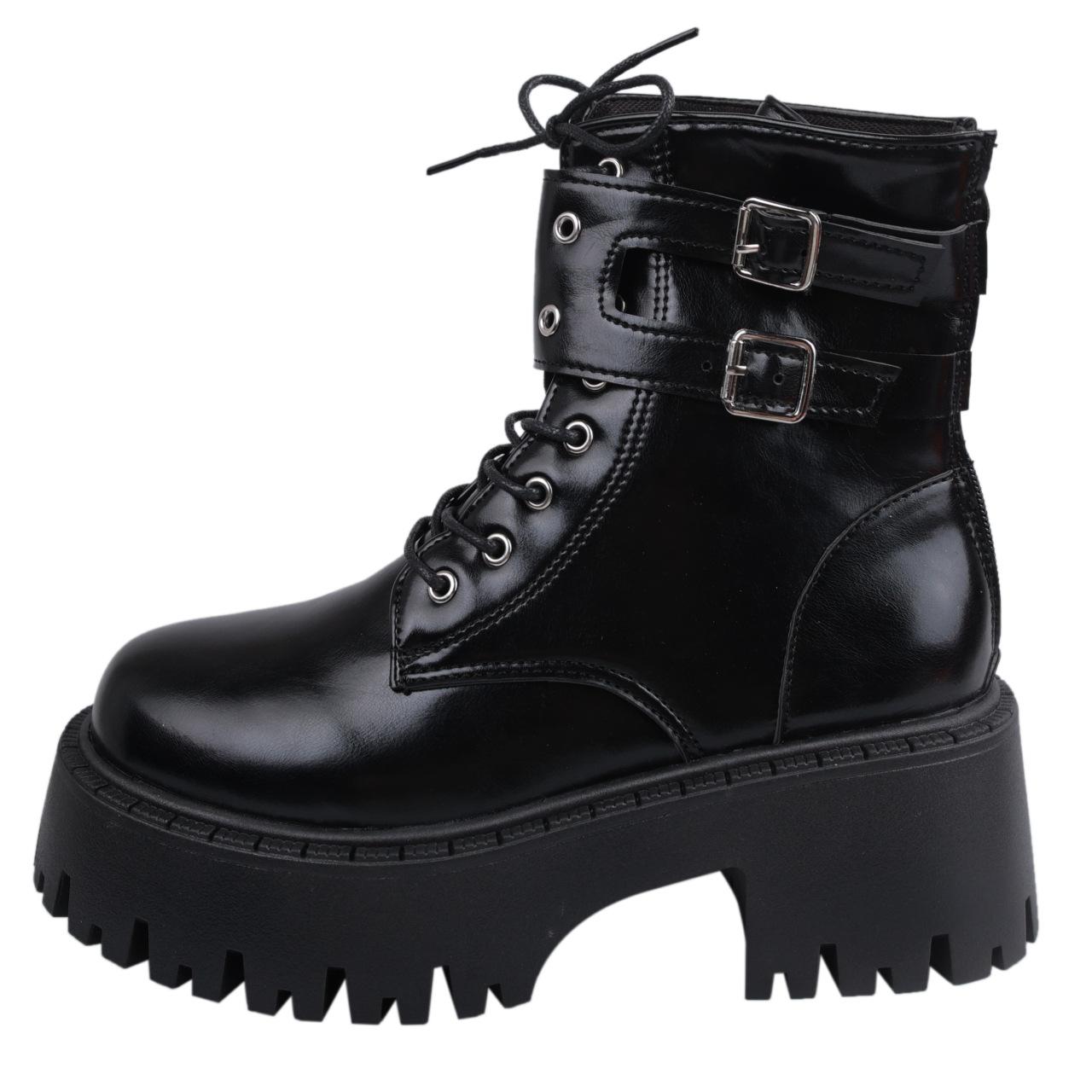 

Korean version of round-headed Martin boots 2025 autumn explosion versatile skirt thin and sweet boots solid color heightening non-slip boots 35