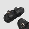 Thick-soled One-word Sandals Women's Metal Buckle Velcro Flat-soled Sandals Lazy Beach Cover Wearing Slippers