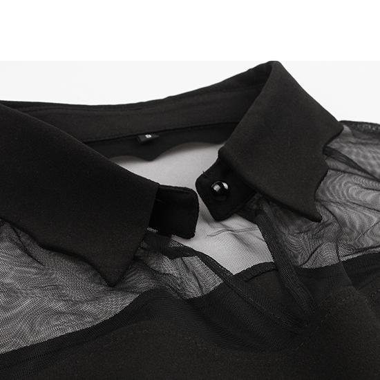 Moda Wiosenno-Jesienna Odzież Damska Ciemna Siateczka Sukienka Retro z Długim Rękawem Casualowa Spódnica Średniej Długości