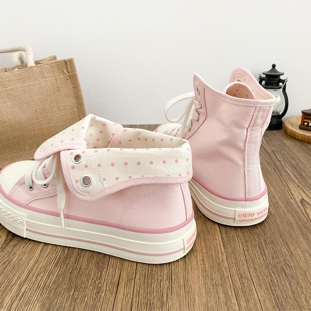 Frühling Herbst Damen Leinenschuhe Hoher Schaft Damen Flache Leinenschuhe Schnürung Student Sportliche Schuhe Mädchenschuh