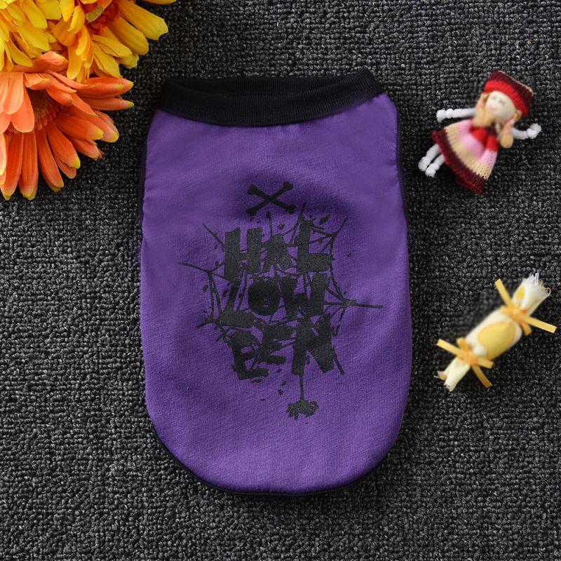 Pet Dog Halloween Skull Printed Cotton Vest Shirt Stylish Puppy Cat Clothes Apparel