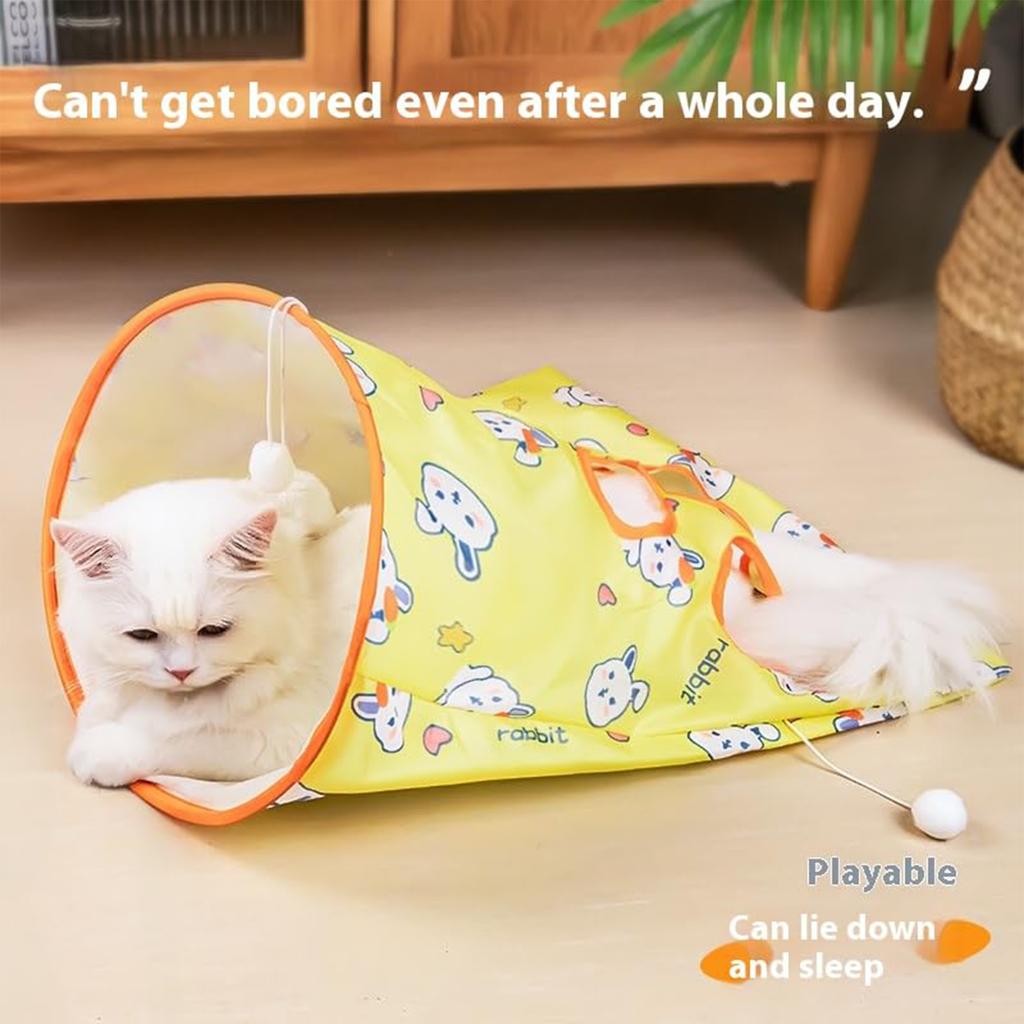 Tunnel Bag Toy With Crinkle Paper And Hanging Mouse, Interactive Hideout Play For Indoor Cats