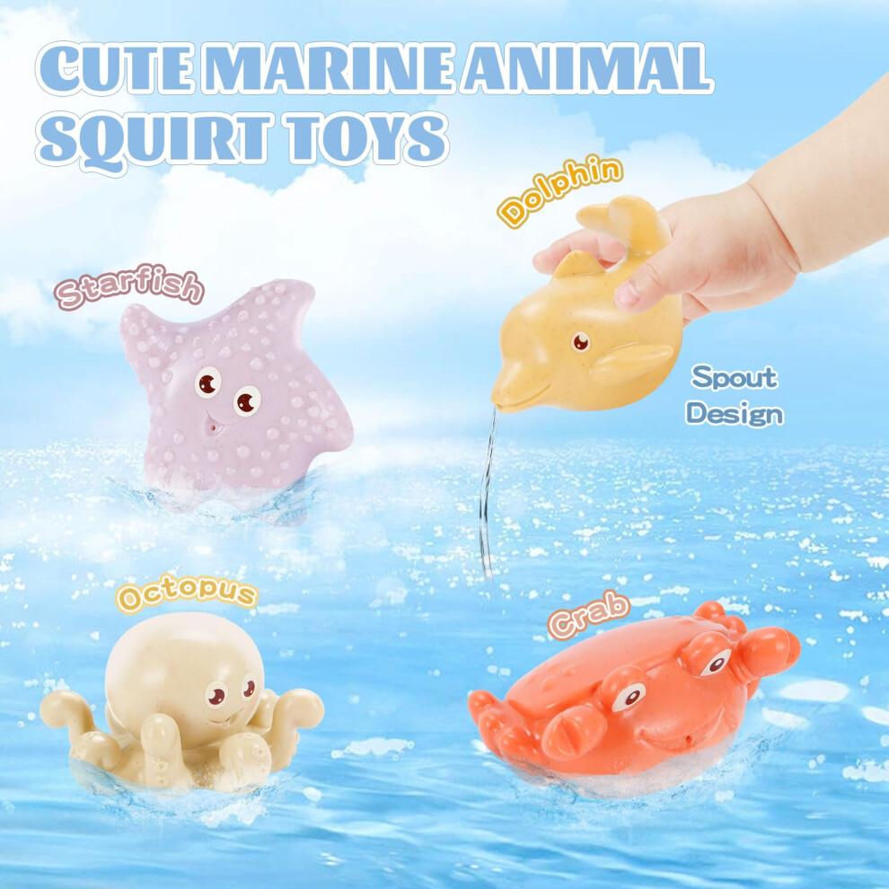 Chinloca Baby Badespielzeug für 1-3 Jährige, Kinder Kleinkind Schimmelfrei Wasserspiel Pool Spielzeug, Bade Wasserspielzeug mit Badebooten/Stapelbechern/Spritzern