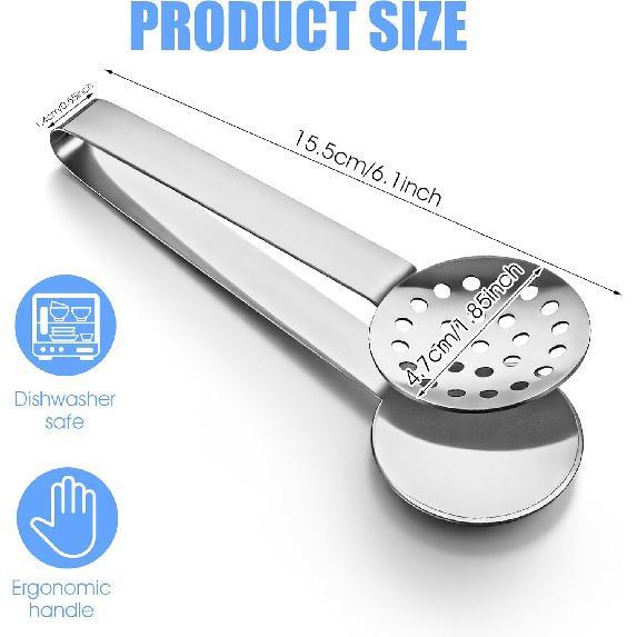 2 Pcs Tea Bag Squeezer Tongs,Round Bag Squeezer,Stainless Steel Tea Bags Press,6 Inch Teas Bags Strainer Clips or Sugar Ice Cube for Kitchen Bar