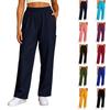 Women's Casual Solid Color Wide Leg Pants Elastic Waistband with Pockets Lightweight Comfortable Loose Fit Trousers for Everyday Wear
