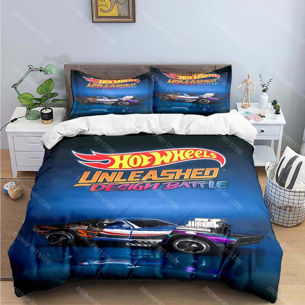 Modny Kreskówkowy Gorący Nadruk W-Wheels Zestawy Pościeli Zestaw Artykułów do Łóżka Poszwa na Kołdrę Zestaw Kołdry Zestaw Pościeli Luksusowy Prezent