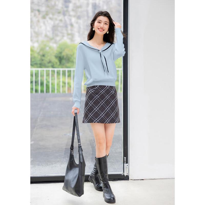 Moka Na Women's Contrast Sailor Collar Knit Top