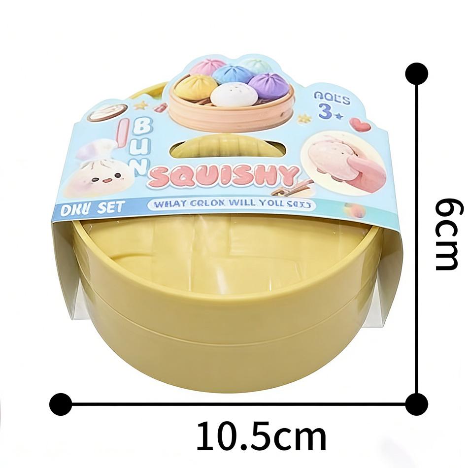 Colorful Dumpling Squishes Stress Balls Fidget Sensory Toys Simulation Food Squishies Bun with Steamer Squeeze Dough Ball High Quality Gifts