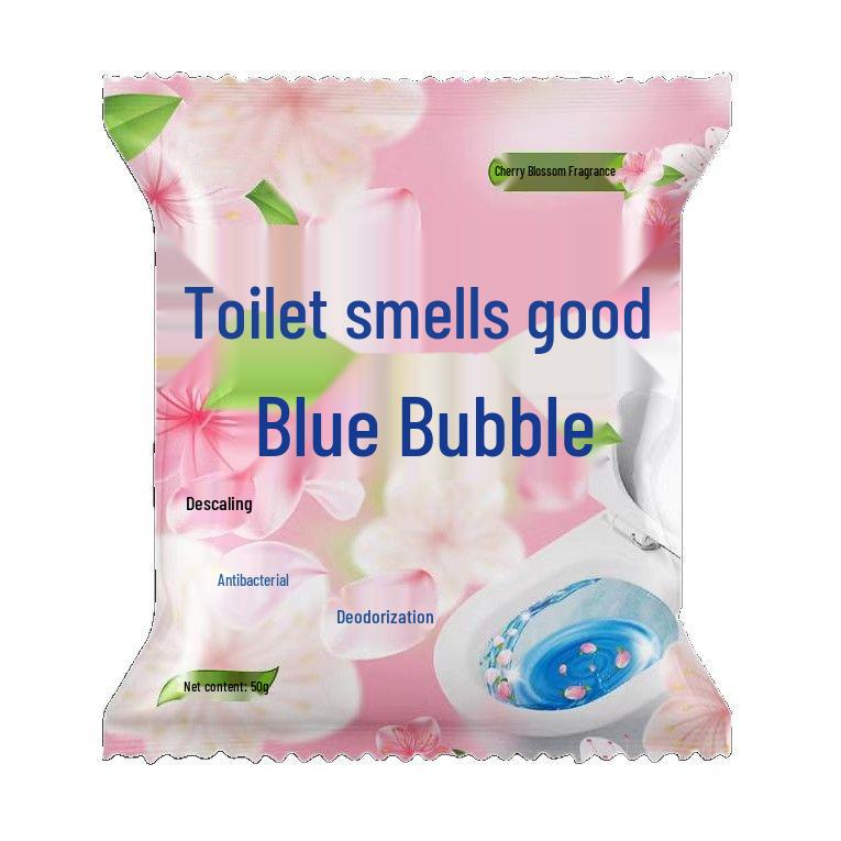 Sakura Scent Two-Color Blue Bubble Toilet Cleaner & Deodorizer Block