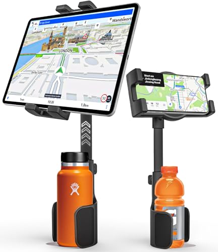 

Charchendo 2-в-1 Автомобильный держатель [Хранение бутылки с водой] Подстаканник для планшета с выдвижной штангой для автомобильных напитков Держатель для iPad Сиденье водителя Смартфон Sta