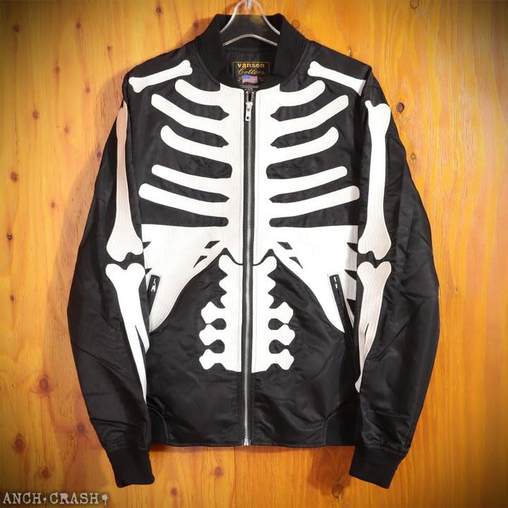 Nylon Twill Jacket Bone Embroidery XL [Vanson] NVJK-2502