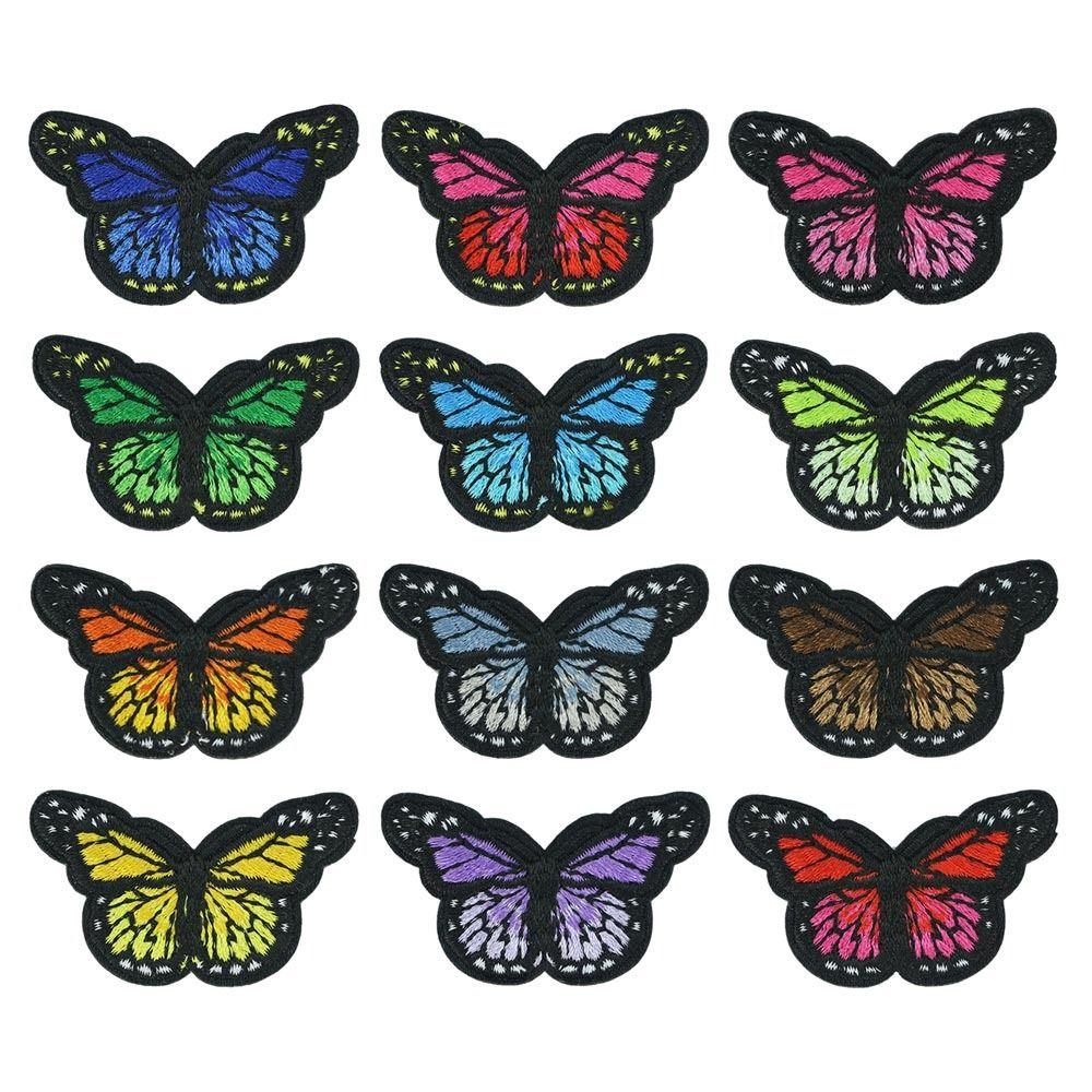 12Pcs Mesh Embroidered Butterfly Patches Sew On DIY Embroidered Applliques S/L Handmade Clothes Patches