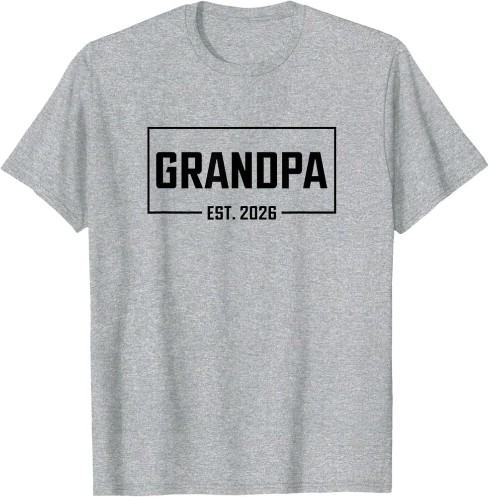 Grandpa Est 2026 Promoted to Papa Pregnancy Announcement T-Shirt 2XL