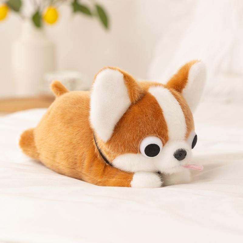 Cartoon Chihuahua Plush DollBig Eyes Stick Out Tongue Multiple Postures Dog Animal Stuffed Toy Birthday Gift for Baby Friends