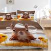 3pcs Anime Squirrel with Duck Bath Time Bedding Set - Includes One Quilt Cover and Two Pillowcases (No Core) - Polyester Fabric - Suitable f