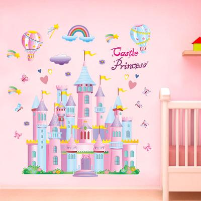 Cartoon Pink Princess Castle Wall Stickers Girls Room Dormitory Decoration Posters Vinyl Stickers