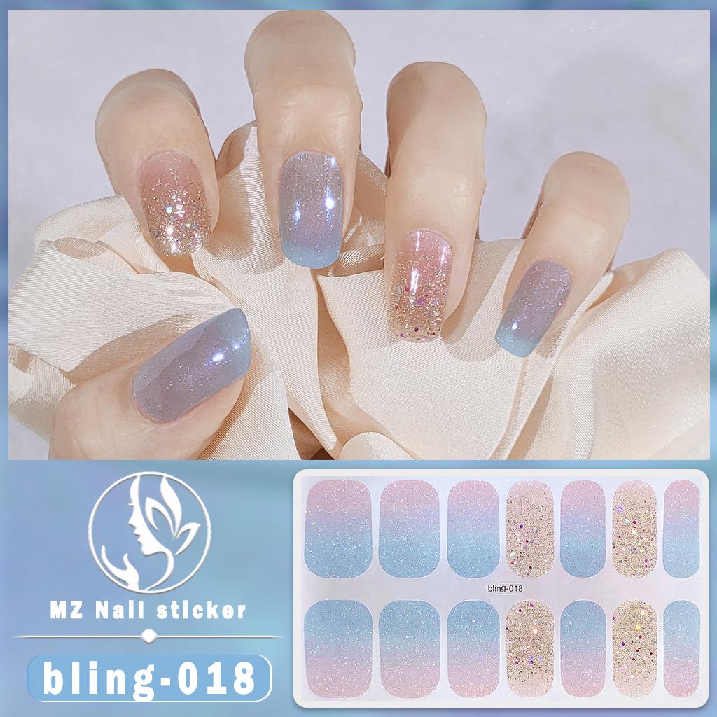 Meizhi 14-Finger Bling Aurora Gel-Nagellack-Aufkleber – selbstklebend, wasserfest, siegelfrei