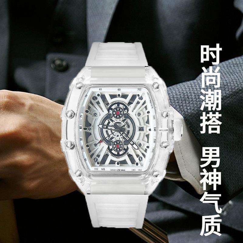 Lässige Mode High-End Automatische Quarz Hohl Luminous Wasserdichte Tonnenförmige 1703 Herrenuhr