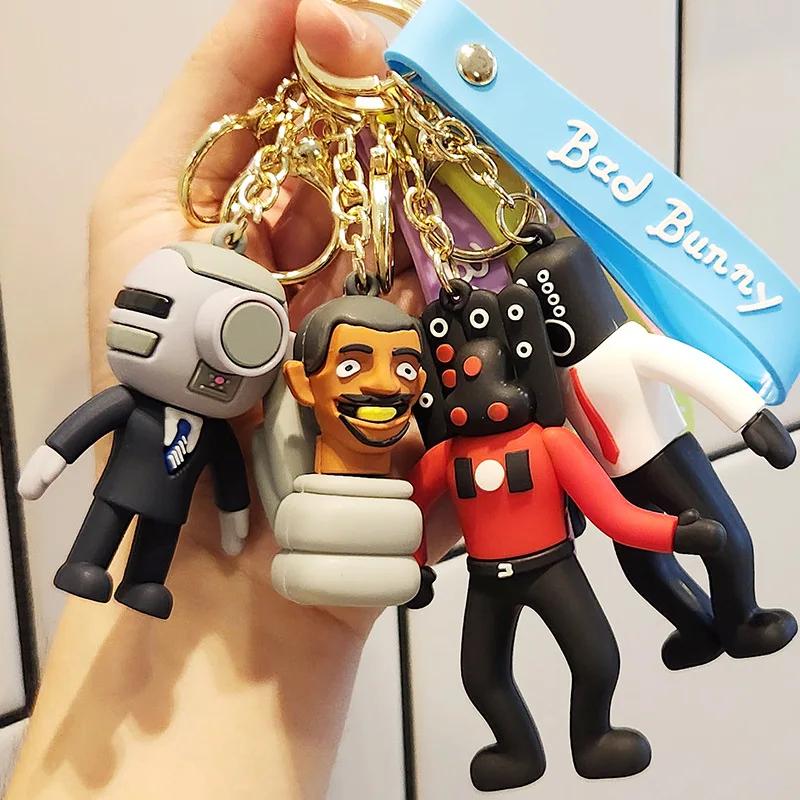 Portachiavi Cuphead Anime Cartone Animato Figure Mugman Bambola Uomo Toilette Skibidi Portachiavi Ciondolo Portachiavi Auto Giocattoli per Bambini Regali di Natale