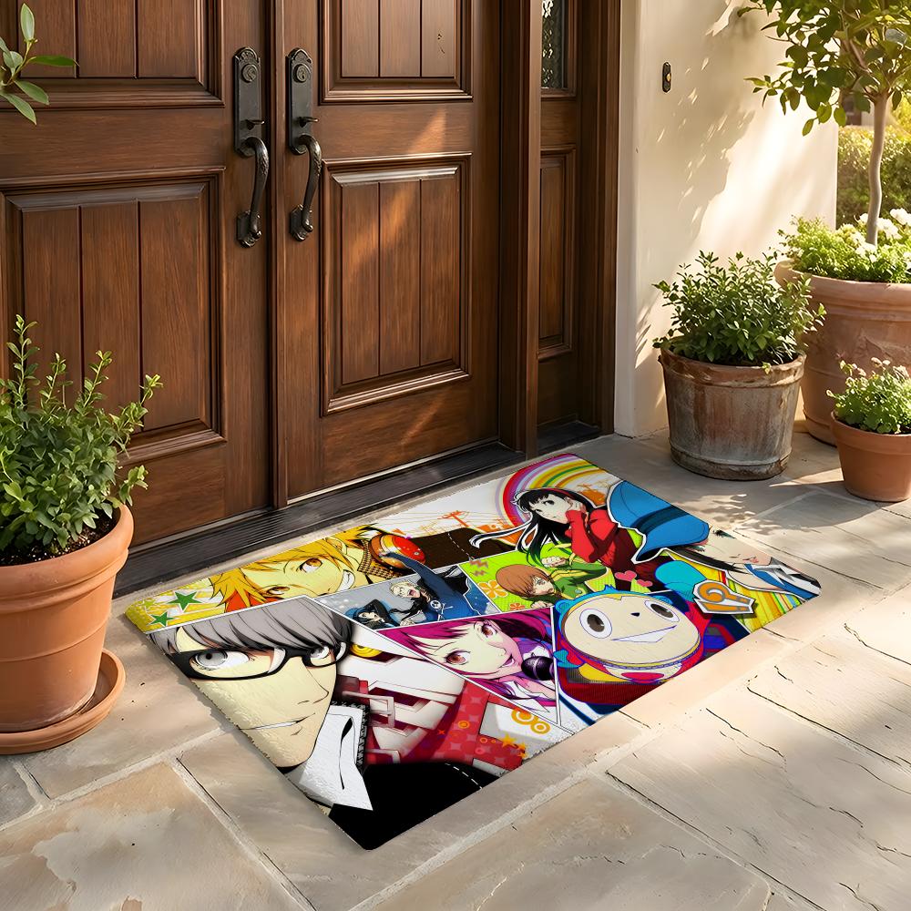 

Floor Mat Soft Flannel Rug Non Slip Absorbent Mat for Bathroom Bedroom Home Decor Anime P P PersonaS 50x80cm