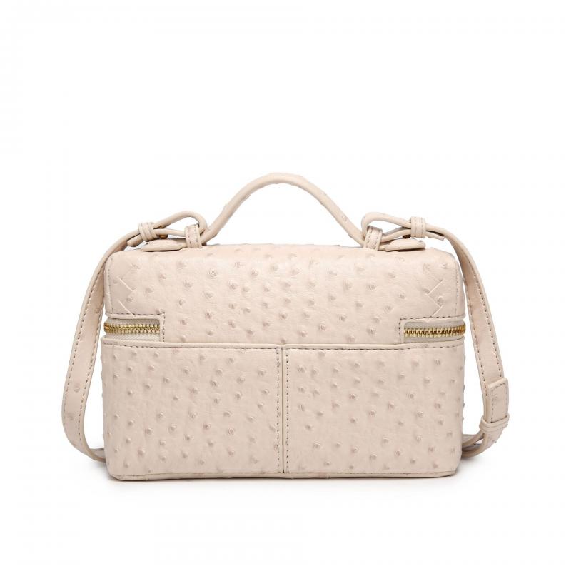 Ostrich Pattern Woven Shoulder Bag, Soft PU Handbag Crossbody Box Bag, Versatile Daily Lunch Bag 23*6.5*14CM