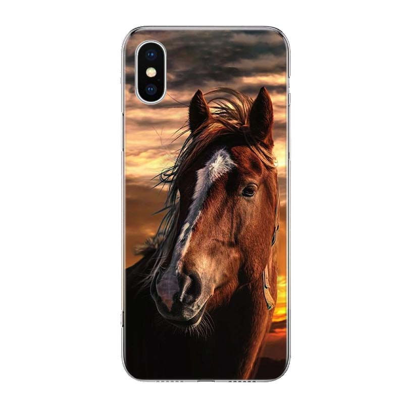 Horse Animal For iPhone 17 Air 16 15 14 Plus 13 Mini 12 11 Pro Max Phone Case 16E 7 Print 8 SE Fundas Cover Soft Coque 16 15 14