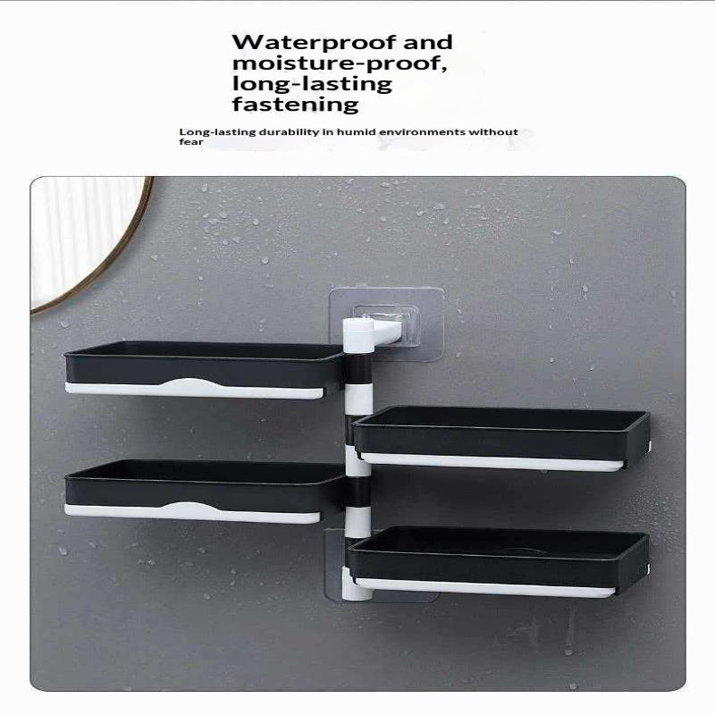 Non Drilling Soap Rack Wall Mounted Multi-Layer Soap Box Storage Rack Rotatable Wall Mounted Soap Holder With Self Draining