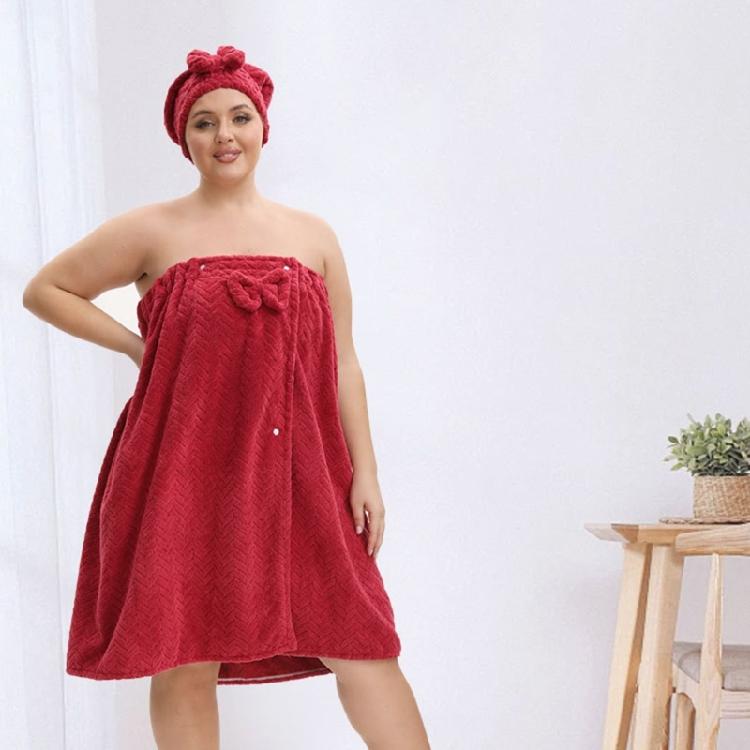 Large Size Adjustable Bath Skirt and Hair Dry Cap Set Slip Resistant Oversize Bathrobe for Women Spa Home Travel Beach