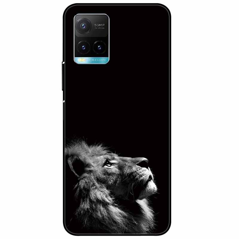 Für vivo Y33s Hülle Y 33s Silikon Weich Bemalt Katze Schwarze Hüllen für Vivo V2109 Y33S Rückseite TPU Hülle für VIVOY33s Cartoon