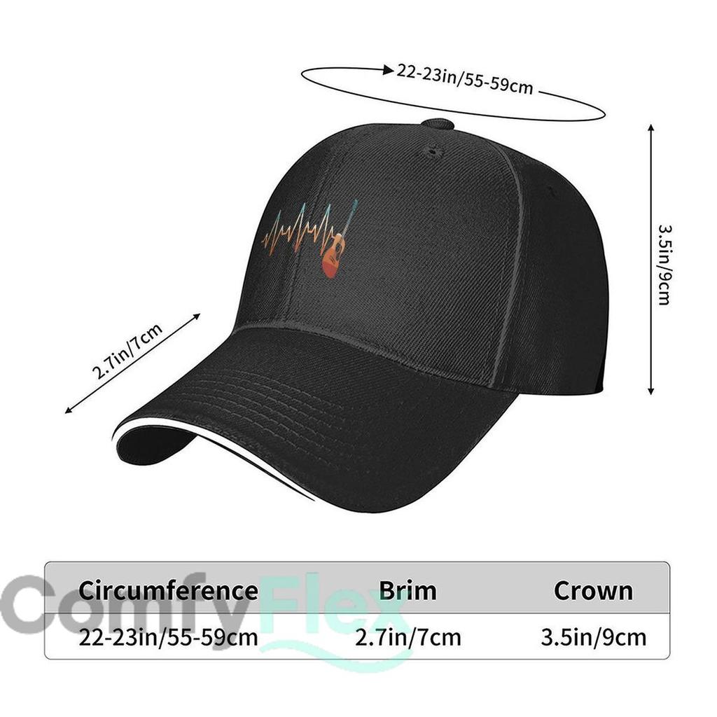 Melodic Heartbeat Guitar Waveform Mashup Design Sandwich Baseball Cap For WoUnisexs Unisex FeUnisex Beach Dad Hat