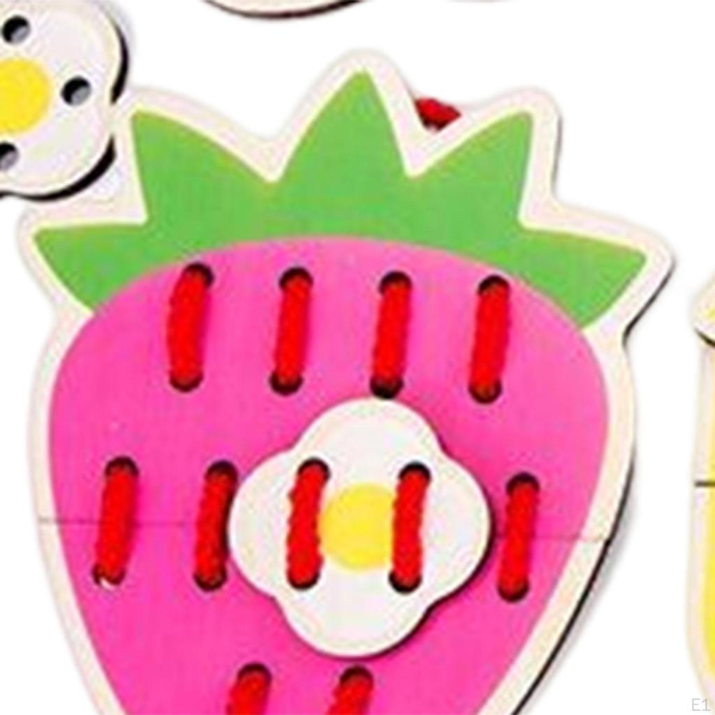 Wood Lace Block Puzzle Activities Board Developmental Toys,Wooden Lacing Threading Toys for Kids