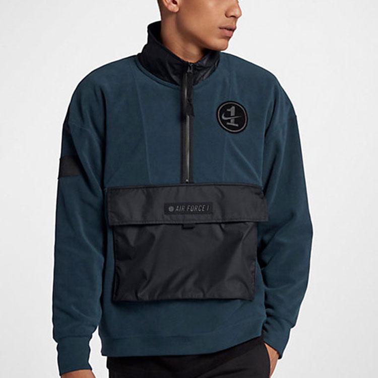 Nike Spliced Fleece Half-Zip Stand Collar Pullover Sweatshirt Men Tops Green AJ0802-454