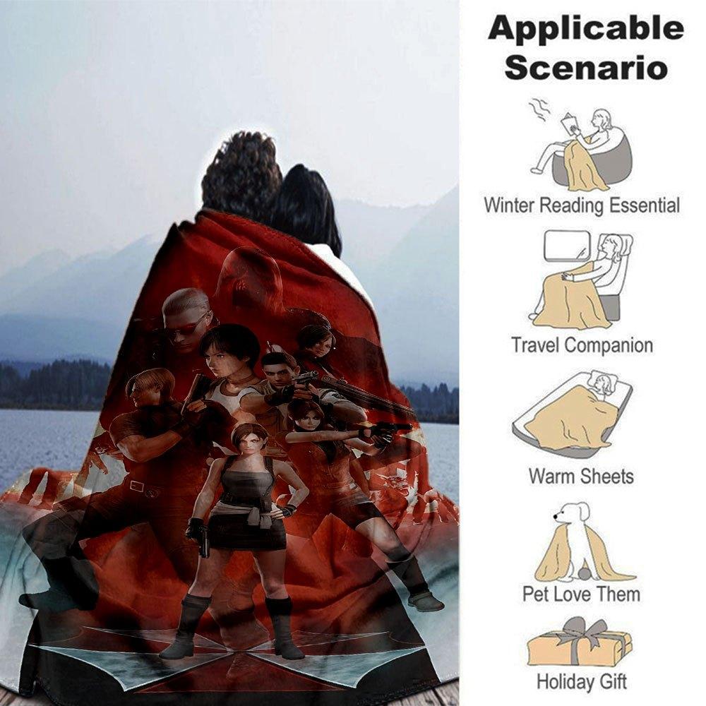 1pc Resident Evil 4 Blanket Soft Warm Throw for Home, Office, Travel All Season Cozy Bedding Gift, Office Cozy Accessory